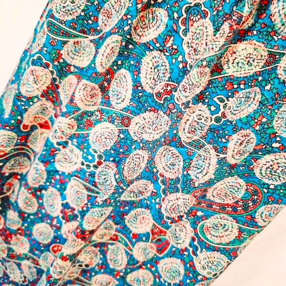 KARMA Hwy Blue Grn Shift Maxi Ruffle Hem Dress OS NWT - Picture 6 of 8